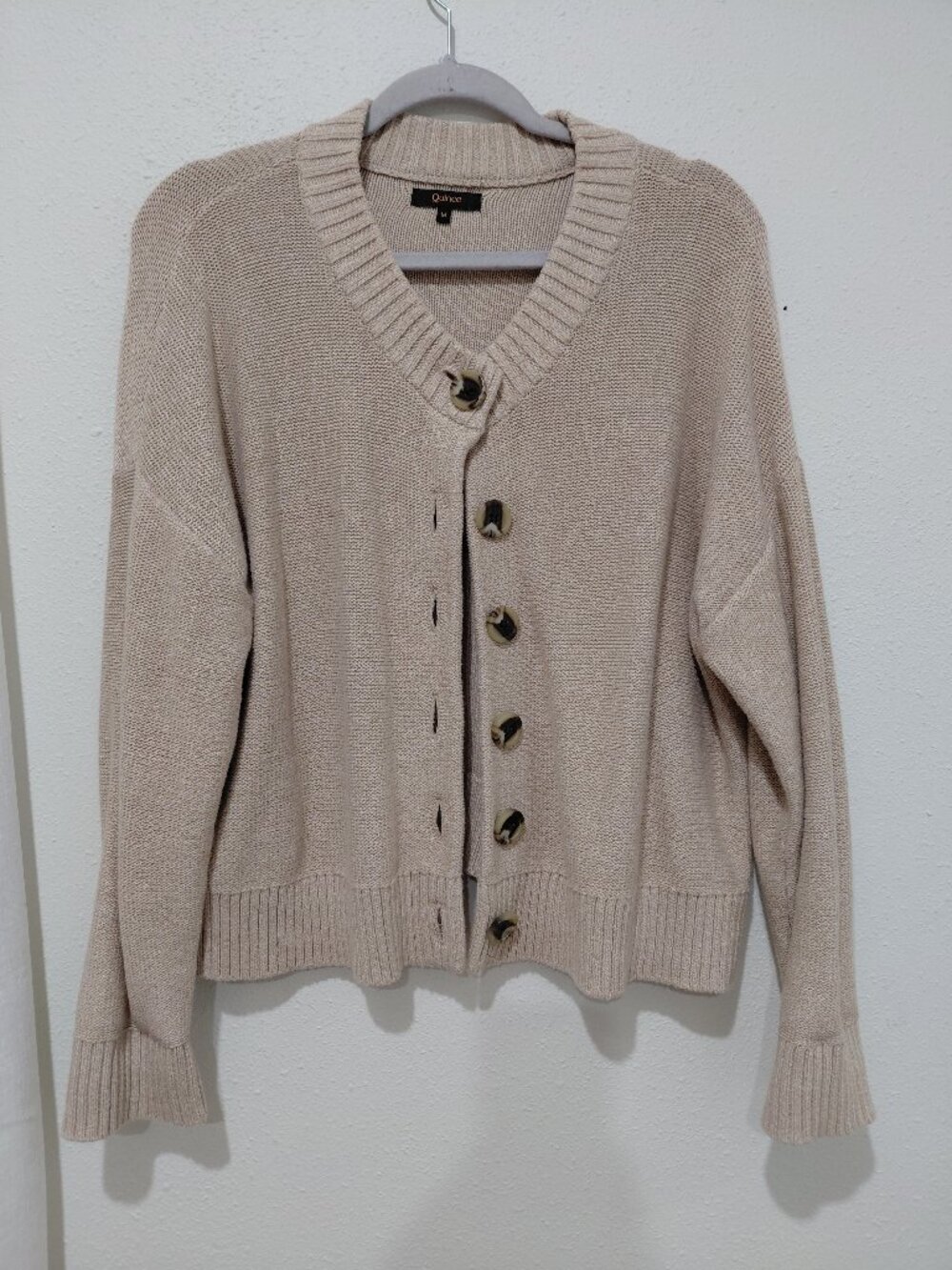 NWT Quince Tan Organic Cotton Cardigan Sweater Medium